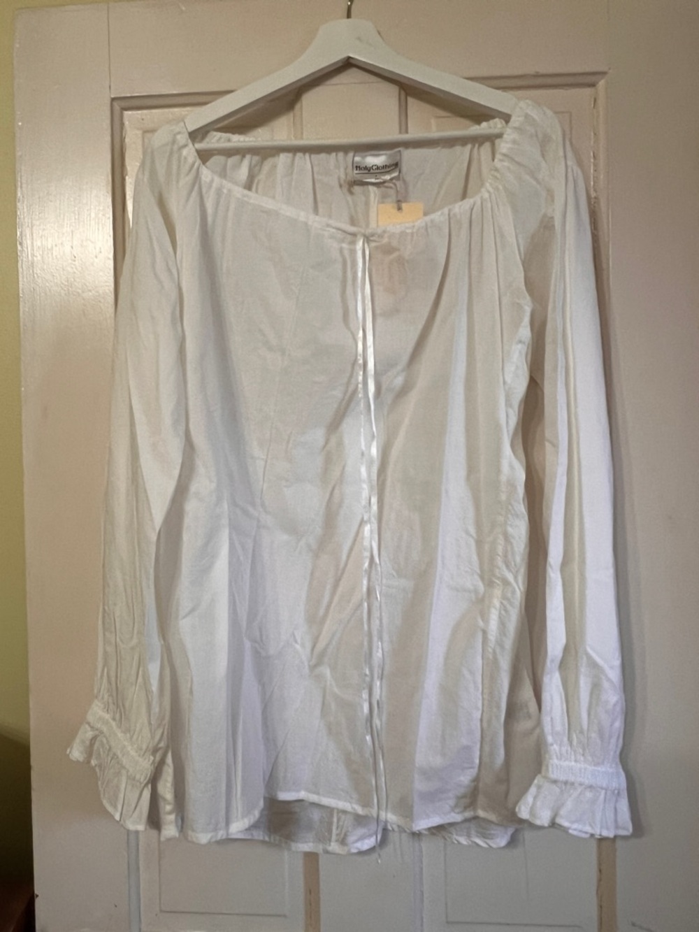 Holy Clothing Boho Peasant Blouse - White- NEW WITH TAGS